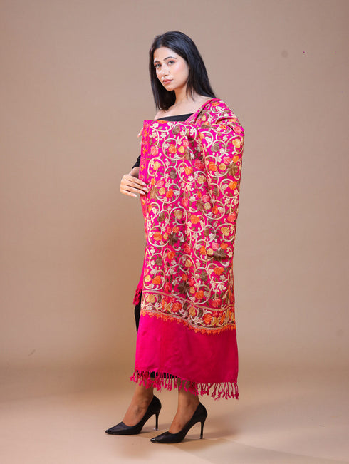 Women's Aari Embroidered Wool Stole